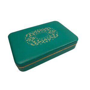 Vintage 60's Farrington Green Jewelry Box Velvet Interior Retro Cottagecore